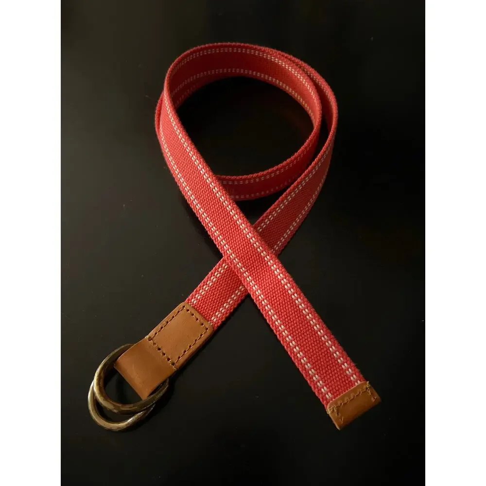 GAP Coral Red Fabric Belt w/Leather Trim Womens sz M
